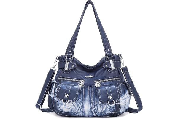 Conception de sac à main en cuir Angelkiss/épaule/épaule/large capacité 8 petites poches pour filles/femmes