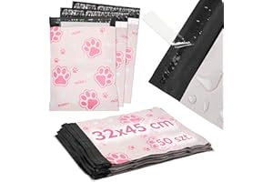 ALLBAGS 50 plastikowych torebek wysyłkowych, samoprzylepnych i nieprzezroczystych, z tworzywa sztucznego (INK CAT'S PAW 320 x 450 mm)