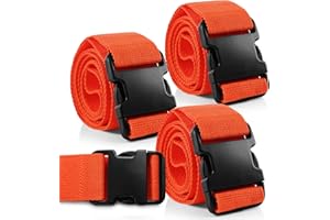 Primacare IR-5009-3 Pack of 3 Unisex Restraint Strap with Plastic Buckles for Patients, Adults and Kids, Medical Waterproof Straps with Adjustable Locking for Easy Attachment, 9 Feet, Orange