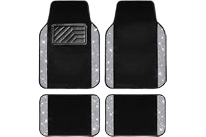 ‎CAR PASS CAR PASS Bling Diamant Auto Fußmatten, Glänzend Glitzernder Kristall, Universal Fussmatten Auto mit Rutschfestem PVC Fersenpolster für SUV Limousine Van, 4 Stück für Mädchen Damen Herren(Silber)