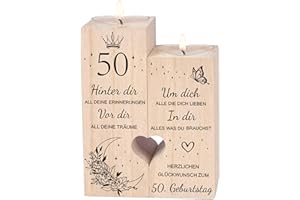 LUCKYYDS 50 Geburtstag Frau Mann，Kerzenständer，50 Geburtstag Deko Geschenkideen，Geburtstagsgeschenk für Vater, Mama, Frau，Schwester, Freundin