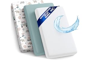 TOTSY BABY Zestaw prześcieradeł do gondoli wózka - 2 x pokrowiec + wodoodporny ochraniacz na materac poszewka na materac prześcieradło 83 x 50 cm afryka, szałwia