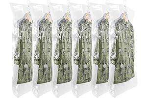 CSUNTIKULO 6 Stück Vakuumbeutel für Kleidung, Hängend Vakuumierbeutel Kleidung, Vakuum Kleiderbeutel mit Kleiderhaken für Anzüge, Vacuum Bags for Clothing, Vakuumbeutel mit Haken Platzsparend für Kleidung Staubs