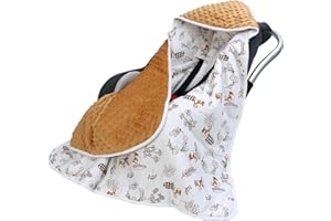 amo nenes Baby Einschlagdecke 100% Baumwolle, Universal Einschlagdecke Babyschale 90 x 90cm, Herbst-Winter-Babydecke (Hasenpilz)