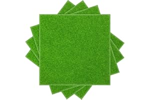 Ouligay 4 stycken konstgräs-dekoration 20 x 20 cm miniatyr konstgräs för pyssel miniatyr gräsmatta miniatyr trädgård dekoration, modellbygge gräsmatta falsk gräs dekor för hantverk mikrolandskap