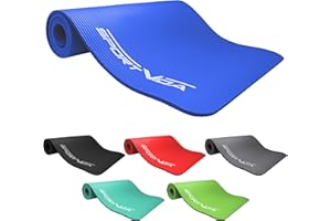 SportVida Tapis de Yoga Antidérapant - Tapis de Sport en Mousse Souple - Tapis de Gym NBR - Tapis Yoga Épais avec Bandoulière - Tapis de yoga sportif - Yoga Mat (Bleu foncé)