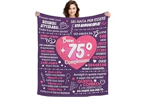 ACAROMAY 75 Anni Compleanno Donna Coperta Regalo per il 75° Compleanno Amica/Mamma/Nonna/Moglie Idee Regalo 75° Compleanno Coperta Ispiratore Divano Letto Singolo Coperta 130 x 150cm (75 Anni-Lei)