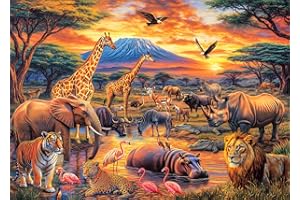 DKIJOYS Wild Animals Jigsaw Puzzles for Adults 1000 Piece Lion Tiger Elephant Wildlife Jigsaws 1000 Pieces for Adults