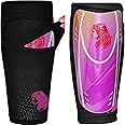 Shin Guards for Girls & Women: One Size Football Protection (8+ Years) with EVA Padding, Sleeves & Case