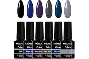 MEANAIL Paris - Coffret Manucure - Vernis Semi Permanent - 6 Vernis à Ongles - Compatibles Lampe UV LED - Coffret Blue Monday - Cruelty Free - Vegan