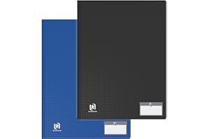 OXFORD Lot de 2 Porte Vues 80 vue / 40 Pochettes A4 Memphis Couverture Polypro Blue et Noir