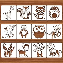 Pochoirs Animaux Mignons - 30 Modèles Réutilisables, Taille 10.1x10.1 Cm - Pour Peinture, Déco, DIY