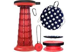 ALEVMOOM Taburete telescópico de 52 cm con cojín, Taburete portátil para Acampar, Capacidad más Resistente de 250 kg, Taburete Plegable retráctil Ligero Ajustable para jardín, Pesca, Senderismo