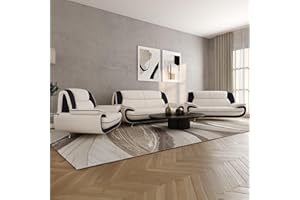 Imebel Sofa Set 3-2-1 für Wohnzimmer – Bequeme Couchgarnitur mit 3-Sitzer, 2-Sitzer & Sessel – Elegante Sitzgarnitur aus Kunstleder – Ohne Schlaffunktion – Komfortable Polsterung – Modernes Design