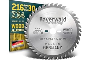 QUALITÄT AUS DEUTSCHLAND BAYERWALD WERKZEUGE Bayerwald Werkzeuge HM Kreissägeblatt - 216 x 2.6/1.6 x 30 | Wechselzahn (34 Zähne) | Für Bosch GTS 635-216