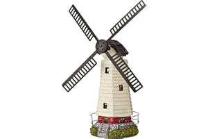 CLIFFORD JAMES Garden Gear Solar Powered Windmill Decoration with LED Lights, Rotating Sails, Weatherproof Outdoor Ornament 53 cm