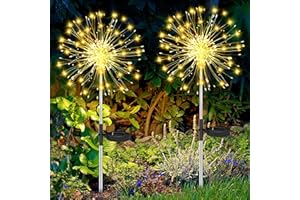 BBLTIFF Solarlampen für Außen Garten, 2 Stück 120 LED Gartendeko für Draußen Wetterfest, 8 Modi Warmweiß Pusteblume Solarleuchte, Solarstecker Garten für Gärten, Rasenflächen, Terrassen Deko