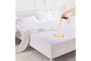 Asia Linens Terry Towel Waterproof Mattress Protector Double Bed 137x190 cm, Hypoallergenic, Moisture Wicking Mattress Cover, Double Mattress Protector Fitted Style All Around Elastic 30cm Deep