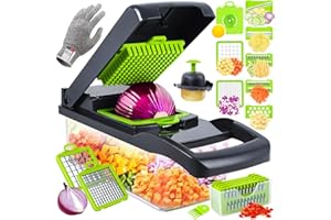 LUTRANSTRA 16 en 1 Cortador de Verduras,Mandolina para Verduras Multifunción con 7 Cuchillas Intercambiables de Acero Inoxidable