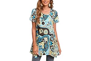 Enmain Femme Tunique à 3/4 Manches Longues Chemise Imprimée à Motifs Floraux Paisley pour Les Femmes Casual élégant Chic T-Shirt Blouses