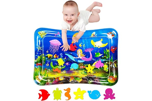 SUNSHINEMALL Grand tapis d'eau Bébé Sans Bpa Tapis de jeu d'eau Bébé Tapis de jeu d'eau Jouets sensoriels Tapis d'éveil Bébé 3 6 9 mois Tummy Time Toys Water Mat