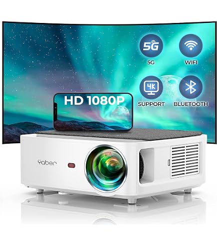 YABER Pro V7 9500L 5G WiFi Bluetooth Projector, Native 1080P 4K