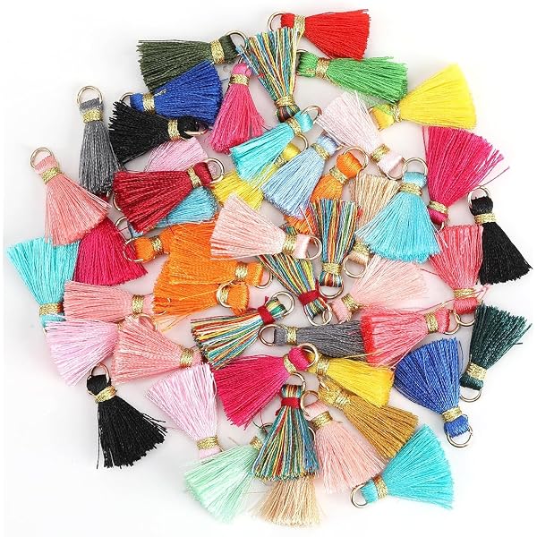 50 Mini Ciondoli A Nappa In Cotone, 3 Cm, Con Frange E Anello Dorato – Per Orecchini, Borse E Accessori Fai Da Te – Rosa