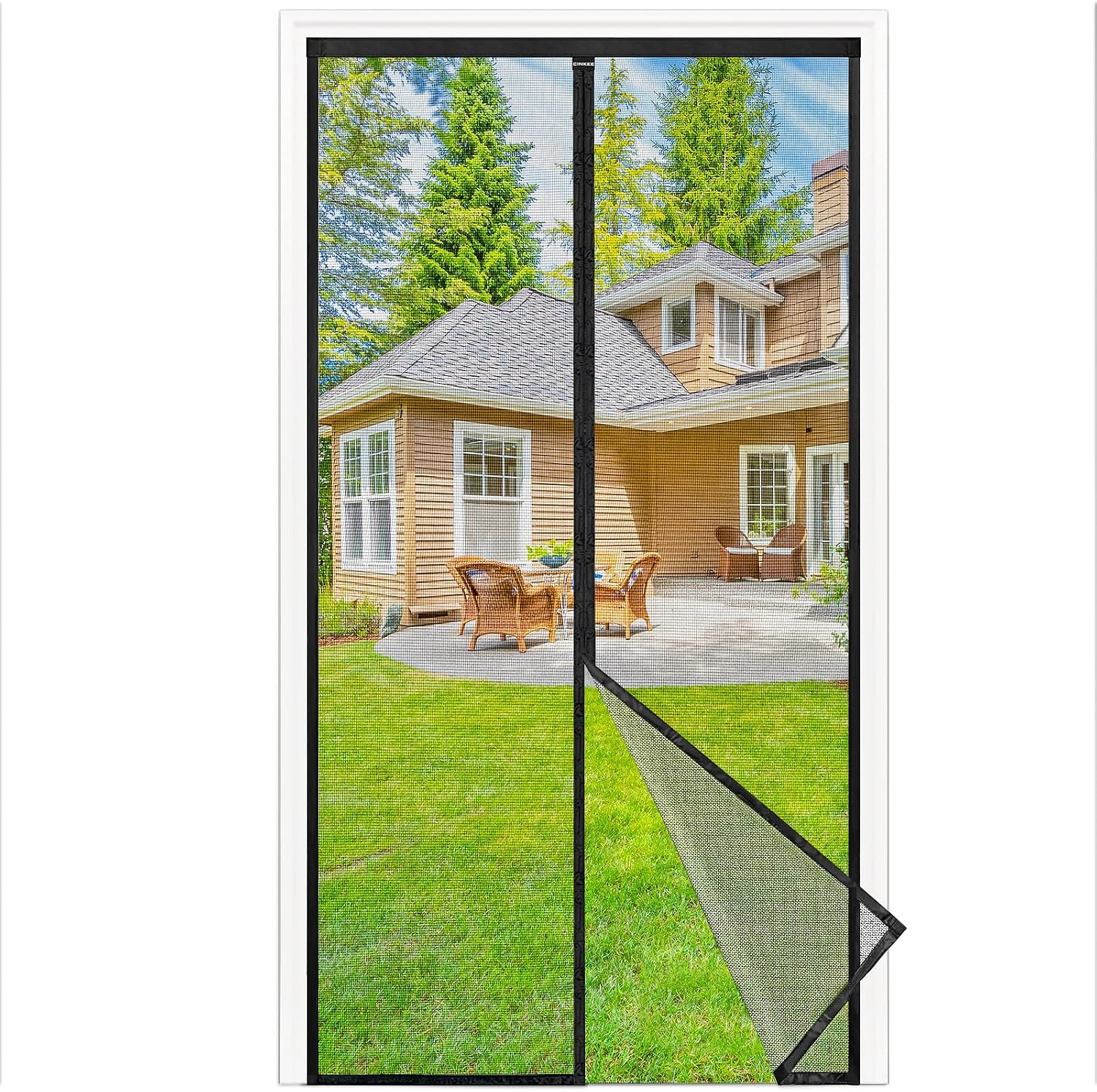 NUEVA Mosquitera Puerta Magnética 90x210 cm, Mosquitera para Puerta con Imanes Potentes, Instalación Sin Taladro, Cierre Automático, Malla Transpirable y Antidesgarro, Negro