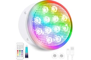 TEPENAR Luci sommergibili ricaricabili per piscine - USB-C a batteria telecomandata 16 luci per vasca idromassaggio che cambiano colore con magnete per piscina stagno (1PCS)