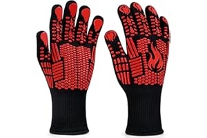 ‎FITFETS FITFETS Grillhandschuhe (Hitzebeständig), Ofenhandschuhe, rutschfeste Silikon - Feuerfeste Handschuhe, BBQ Handschuhe, Küchenkochhandschuhe