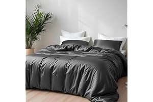 LINENWALAS 100% Natural Bamboo Zipper 3-Piece Duvet Cover King With Corner Ties-Softest, Cool, Luxury Bedding Duvet Set Perfect for Hair & Skin(King,Charcoal Grey)