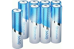 DRACUTUM 3600mWh AA Rechargeable Batteries, 1.5V Lithium AA Batteries, Long-Lasting Double A Li-ion Batteries for Blink Outdoor Camera, 8 Pack