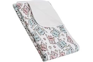 Akuku Tragbare wasserdichte Wickelunterlage für Babys, Baumwolle, Wickelauflage 50 x 70 cm für Unterwegs, Reise, waschbar, Hergestellt in der EU, wiederverwendbar, Kleinkinder, Neugeborene, Eule