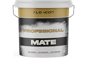 ALBACOR Pintura Blanca Interior -11KG- Exterior Máxima Cubrición, Pintura Plástica Mate para Baños Techos Fachadas Paredes, Textura lisa, Acabado Profesional (11 Kilos)
