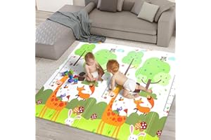 kidoola Reversible Large Baby Play Mat | Soft Playmat for Baby's Crawling, Tummy Time | Thick Floor Mats for Children, Toddlers & Babies | Ideal for Floor in Bedroom, Nursery & Playroom (Style 1)