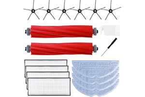 GENERIC 18 pcs Zubehör Ersatz Kompatibel für Xiaomi Roborock S7 S7+ S7 Plus S7 MaxV S7 Pro S7 MaxV Ultra Staubsauger Zubehörset, 2 Hauptbürsten, 6 Seitenbürsten, 4 HEPA Filter, 4 Mikrofaser Wischtücher