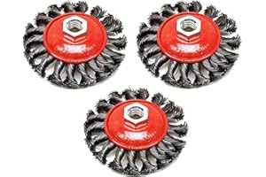 GRABACZ 3x Spazzole Coniche a 115mm per Smerigliatrice Angolare M14 .Spazzola abrasiva treccia , Circolare Metalliche , Metallica