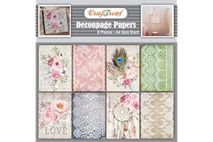CrafTreat Carta per decoupage Boho per lavori creativi - Boho - Formato: A4 (8,3 x 11,7 pollici) 8 pezzi - Carta per decoupage per mobili Boho - Carta per decoupage per legno e scrapbooking