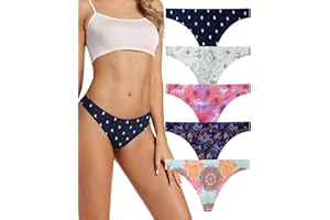 Voenxe Stringi Majtki Damskie Bezszwowe,Damska Bielizna Figi Wielopak,Seamless Women Underwear Thong Panties,Bezszwowa Brazylijskie Z Mikrofibry Wielopak Dla Kobiet,OddychająCe,RozciąGliwe,5 Sztuk