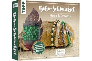 Boho-Schmuckset Hope & Dreams (Grün): Anleitung und Material für 5 Armbänder im Boho Look zum Selbermachen. Bänder, Biegeringe, Perlen und Anhänger. Nickelfrei (Boho-Schmucksets)