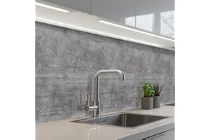 KitchenYeah© Spritzschutz Küchenrückwand 60x300 cm Selbstklebend Küche Rückwand Küchenwand Wand Küchenfront Verkleidung Küchenspritzschutz Beton - Muster - Antik