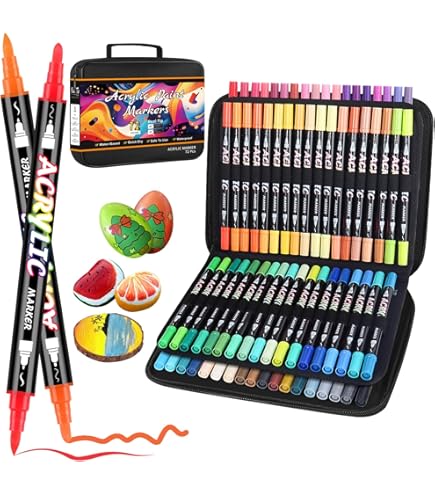288 kleuren acrylstiften voor waterbestendig, acrylverf-markers, penseelpunt, rugzakset voor hout, canvas, stof, glas, metaal, papier, keramiek, paaseieren, stenen, decoratie