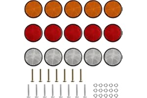HUANGXINYU 15 Pcs Catadioptrico Redondo Remolque, 58mm Catadioptrico Remolque, Reflector Redondo, Reflector de Seguridad, Catadioptrico Moto Reflectantes para Coches Camiones Caravanas Tractores Remolques