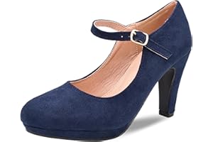 CucuFashion Mary Jane Shoes for Women - Stylish Court Shoes for Women, Block Heel Shoes Women, Comfortable High Heels for Women, Women's Mary Jane Shoes Block Heels - UK 3-8