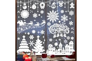 MDJEWV 10 Blatt Fensterbilder Weihnachten, Fensterdeko Weihnachten, Weihnachts Fensterbilder Selbstklebend Wiederverwendbare Doppelseitige Weiß Weihnachtsfensterbilder Winter Deko Für Weihnachtsdeko Innen