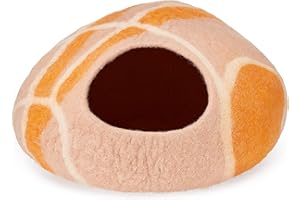 EVEREST DOG CHEW Cat Cave, Everest Cat Bed, Handmade using 100% New Zealand Wool (Orange Creme)