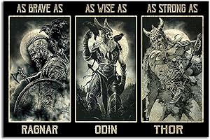TNND Plaque en métal Viking Lover As Brave As Ragnar Odin Thor - Décoration de salle de bain - 20,3 x 30,5 cm