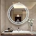 LUPPRA Round 24x24 Inch Wall-Mounted LED Mirror with Smart Sensor and 3-Color Light (Warm, White, Natural) | Mirror Light, Wash Basin Wall Mirror, Fancy Washbasin Mirror,Smart LED Design