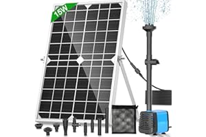 FEOXSHAL 15W Solar Teichpumpe Springbrunnen 720L/H | 4 Jet Set mit Panel | Für Teich, Wasserfall Garten | Ökologisch