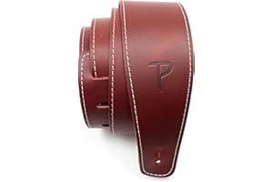 P PERRI'S LEATHERS LTD. Perri's Leathers Ltd. - Correa de guitarra - Cuero de béisbol (serie) - Rojo - Ajustable - Para guitarras acústicas/bajas/eléctricas - Fabricada en Canadá (SP25S-7163)